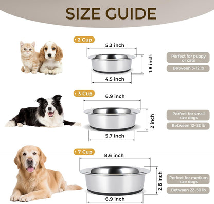 Dog Bowls Durable Non-Slip Stainless Steel Dog Bowls 2-Pack Holds 3 Cups | Basic Bowls for Dogs with Rubber Base for Dry Food, Wet Food and Water4