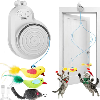 Interactive Cat Toys for Indoor Cats - Automatic Flying Bird Feather & Mouse Wand Enrichment Toy, Hands-Free or Handheld Usb-Rechargeable Safe Play Chase Exercise for Bored Kittens and Adult Cats7