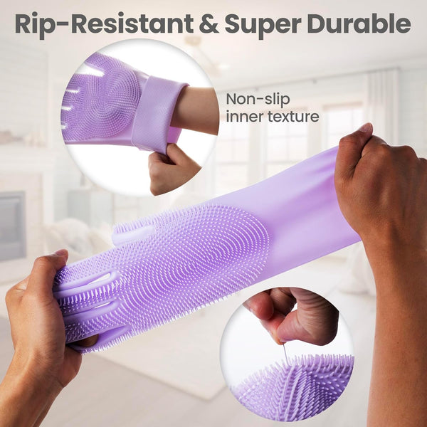 Silicone Pet Grooming Gloves Dog Washing Gloves for Bathing, 1 Pair Purple | 3000 Soft Silicone Bristles, 5-Finger Flexible, Gently Massages & Removes Fur, Non-Slip, Easy Clean, for Dogs/Cats/Horses7
