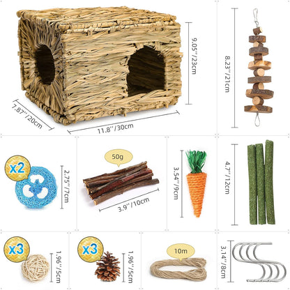 Bunny Grass House-Hand Made Edible Natural Grass Hideaway | Comfortable Playhouse for Rabbits, Guinea Pigs and Small Animals to Play,Sleep and Eat2