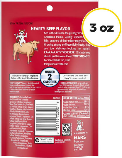Temptations Classic Crunchy Cat Treats, Hearty Beef, 3 Oz, 12 Pack | Crunchy Outside, Soft Inside, under 2 Calories per Treat, 100% Complete & Balanced, Resealable Stay-Fresh Pouch9