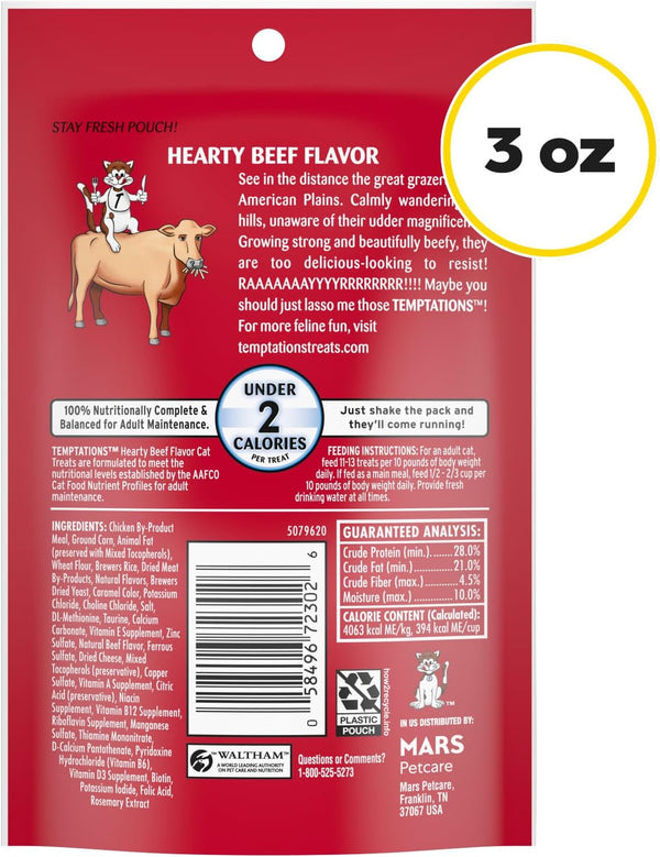 Temptations Classic Crunchy Cat Treats, Hearty Beef, 3 Oz, 12 Pack | Crunchy Outside, Soft Inside, under 2 Calories per Treat, 100% Complete & Balanced, Resealable Stay-Fresh Pouch9