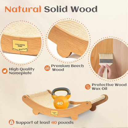 CHEERHOME PETS Sisal Cat Scratcher Bed for Indoor Cats Hammock for Scratching Pad Cat Chair Natural Sisal Scratch Post for Large Cats Scratcher Lounge, Wooden Cat Furniture(Large)4