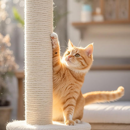 Powerking Natural Sisal Replacement Scratching Post, 15.7'' 2 Pieces M8 Cat Scratch Post Refill Pole Parts for Refurbishment, Include Screws (White)6
