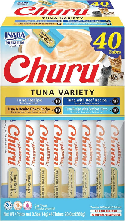 INABA Churu Cat Treats, Lickable, Squeezable Creamy Purée Cat Treat with Green Tea Extract & Taurine, 0.5 Ounces Each Tube, 50 Tubes, Tuna & Chicken Variety27
