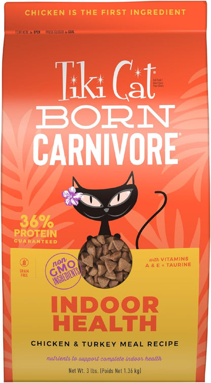 Tiki Cat Born Carnivore Indoor Health Non-Gmo, Chicken and Turkey Meal Recipe 3 Lbs.1