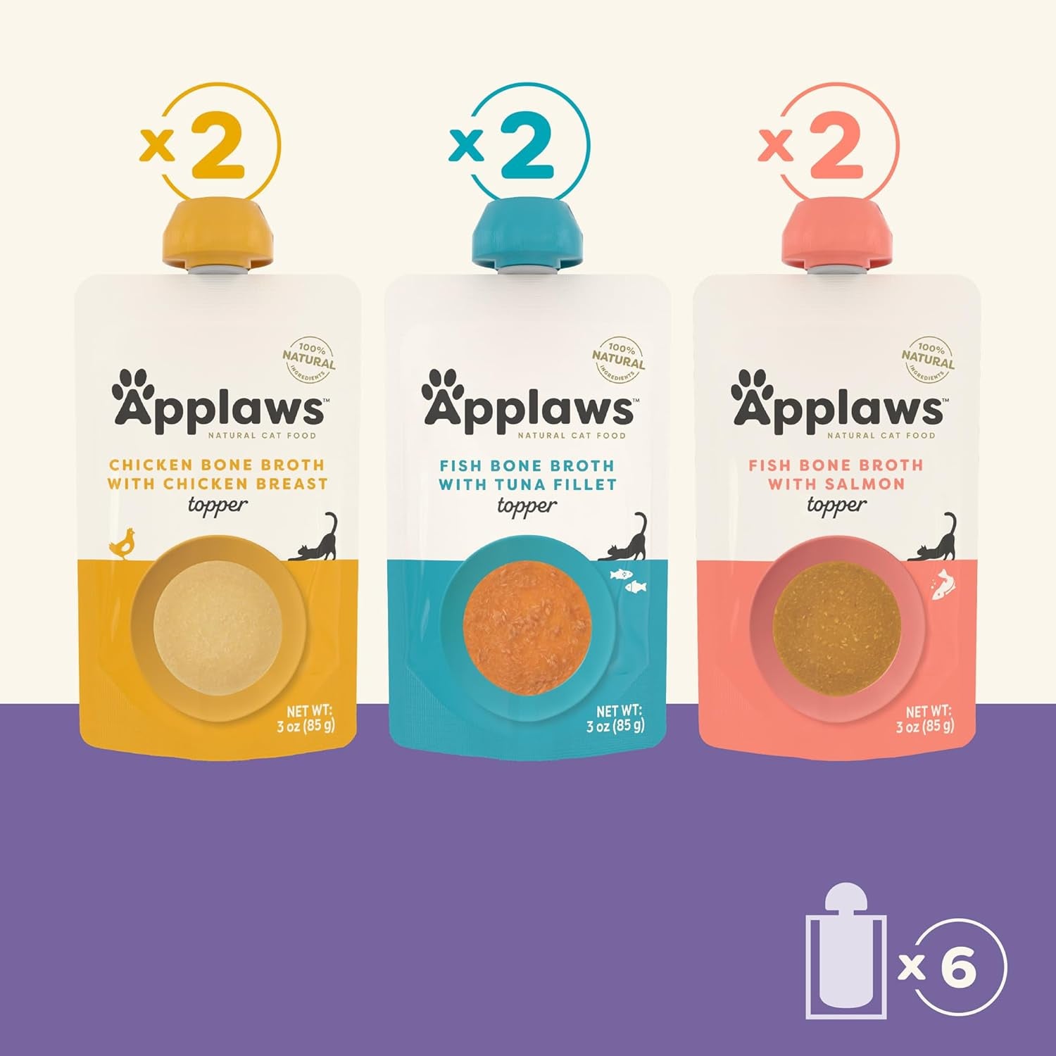 applaws-fish-chicken-variety-bone-broth-cat-food-topper-6-pack-3oz-pouch-100-natural-high-quality-ingredients-high-protein-no-artificial-additives-limited-ingredients