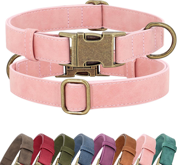 Didog Soft PU Leather Dog Collar for Small Dogs, Quick Release, Blue S | Comfort for Daily Walking Backyard, Stylish for Photography, Metal Buckle & D-Ring, Easy Wipe Clean, Adjustable Neck 10-15"14