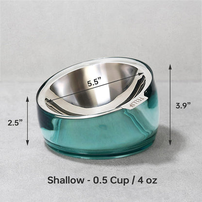 Felli Oblik Elevated Cat Bowl Removable Stainless Steel Wide Dish for Dry Wet Food Feeding & Dishwasher Clean, Slanted Whisker Fatigue Friendly Metal Plate (Classic, 0.5 Cups Shallow Dish)4