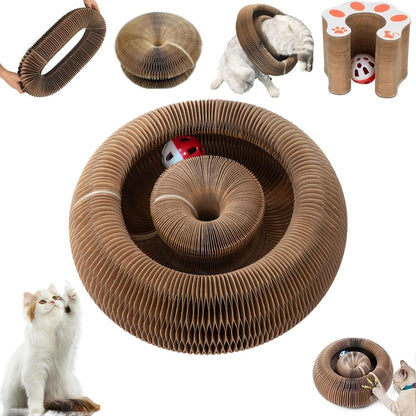 Kitty Curls Cat Toy,Magic Organ Cat Toy,Cat Scratcher for Grinding Claw Cardboard Cat Toys,Interactive Scratch Pad with Toy Bell Ball,Furniture Protection,Entertainment Toy for Kittens and Adult Cats1