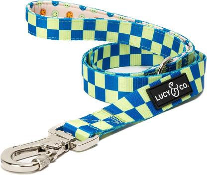 Lucy & Co. Cheery Cherries - Designer Dog Leash for Small to Large Dogs - Padded Handle for Comfort - Large, Red Gingham Cherries - 5 Foot12