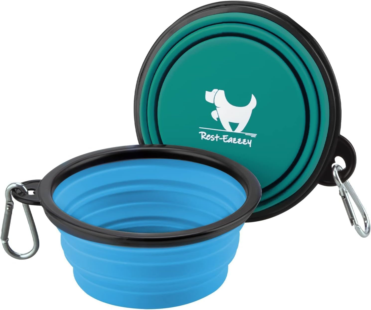 collapsible-dog-bowls-for-travel-2-pack-dog-portable-water-bowl-for-dogs-cats-pet-foldable-feeding-watering-dish-for-traveling-camping-with-carabiners-bpa-free-grey-black-small-pack-of-2