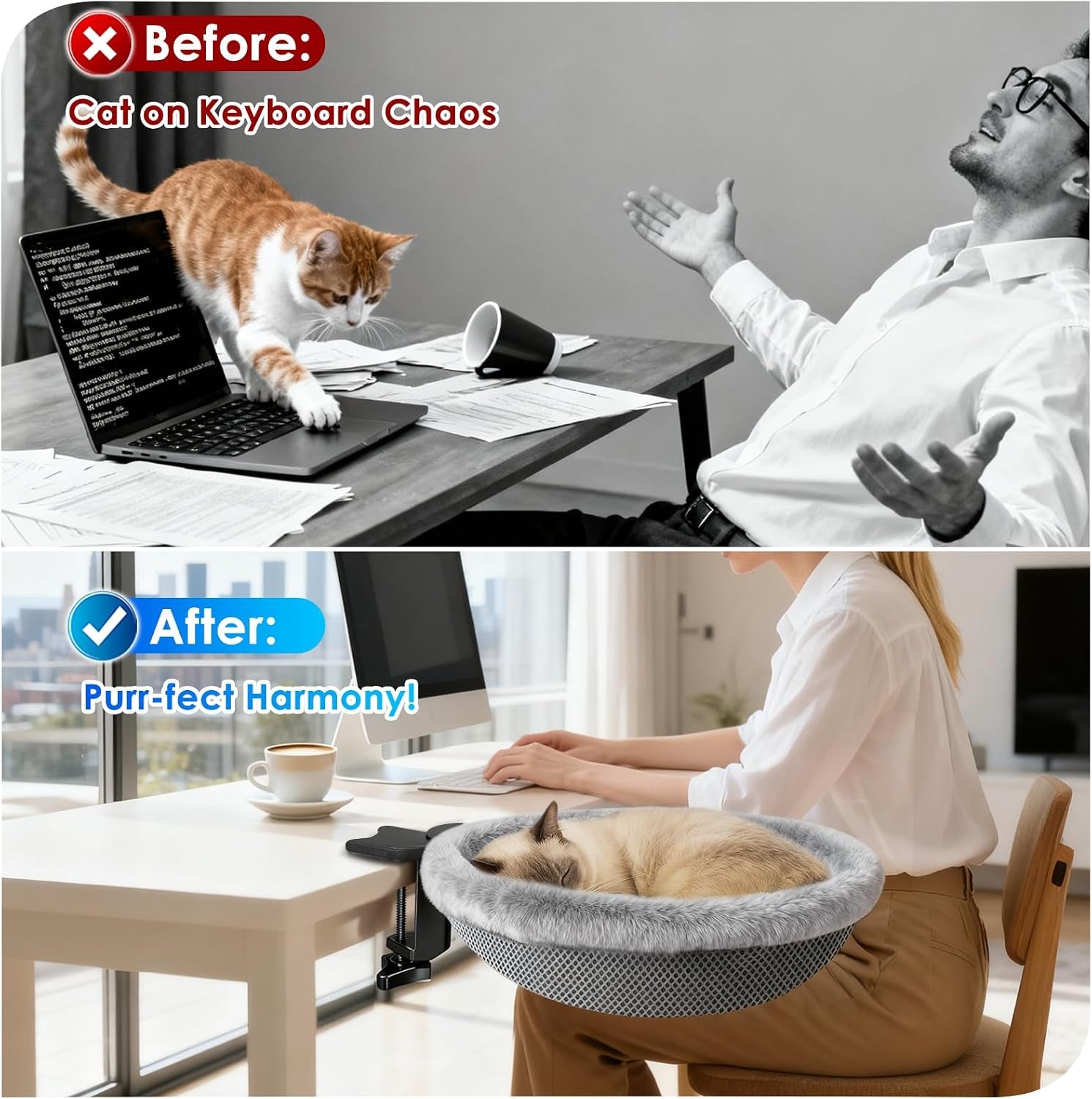 ipow-heavy-duty-steel-frame-360-rotating-cat-desk-bed-semi-circular-cat-bed-soft-faux-rabbit-fur-material-suitable-for-various-desktops-maximum-hold-up-to-40lb