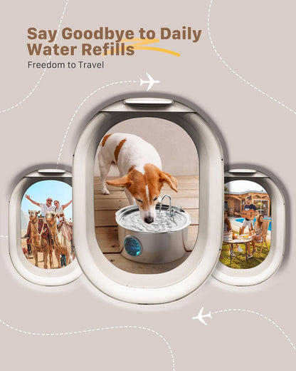 Dog Water Fountain for Large Dogs: 7L/236Oz/1.8G Dog Fountain Stainless Steel - Big Cat Drinking Fountain Indoor - Super Quiet Water Fountain for Dogs inside - for Large Dog Cats & Multi-Pet Home8