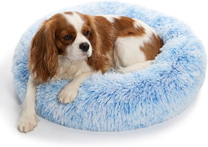Small Calming Dogs Bed for Small Dogs Anti-Anxiety Machine Washable Fluffy Luxury Anti-Slip Waterproof Mute Base Warming Cozy Soft Pet Puppy round Bed46