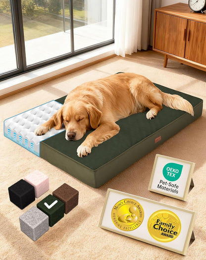 Ohgeni Orthopedic Waterproof Large Dog Bed, Memory Foam, 41 Inch(Gray) | Machine-Washable Removable Cover in Easy-Clean Fabric, Reversible Memory Foam & Easy-Carry Handle, Suitable for Crate19