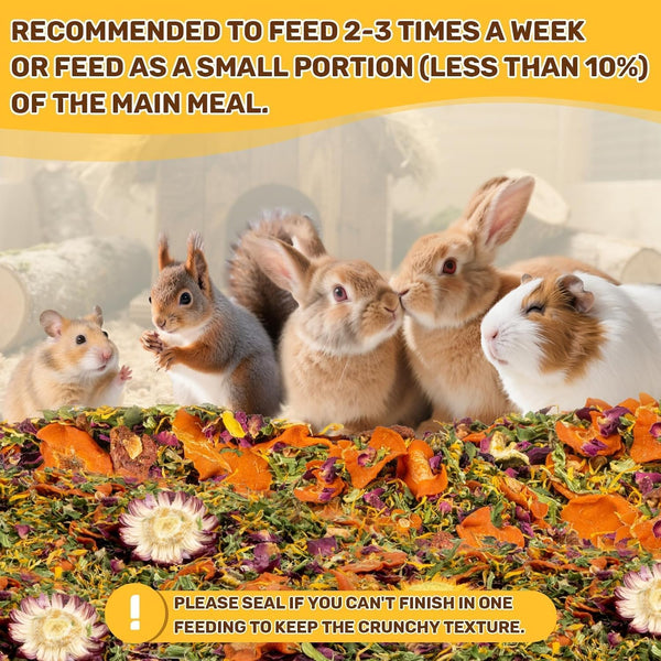 Sukh 5.64Oz Natural Botanical Rabbit Treats for Guinea Pig & Hamster | 160G Healthy Natural Mixed Freeze Dried Vegetable,Flower & Fruit Hamster Treat for Bunny,Guinea Pig,Hamster,Chinchilla,Gerbil6