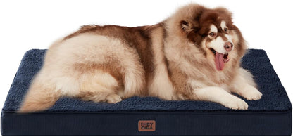 EHEYCIGA Orthopedic Dog Bed Large with Removable Washable Cover,Grey,41X27 | Egg Crate Foam Support,Durable Oxford Fabric,Non-Slip Bottom,Machine Washable,Soft Waterproof Plush Pet Bed Mat for Crate45