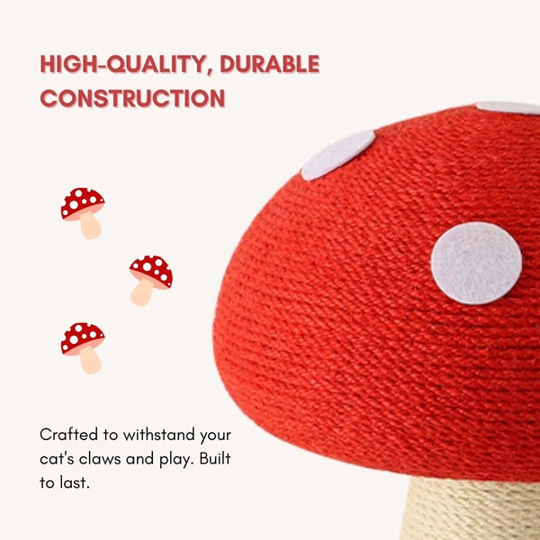 Mushroom Cat Scratching Post - Unique Design, Sisal-Wrapped, Ideal for Medium and Small Cat, Cat Scratcher Cute with 100% Sisal Covered Scratching Post4