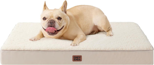 EHEYCIGA Orthopedic Dog Bed Large with Removable Washable Cover,Grey,41X27 | Egg Crate Foam Support,Durable Oxford Fabric,Non-Slip Bottom,Machine Washable,Soft Waterproof Plush Pet Bed Mat for Crate78