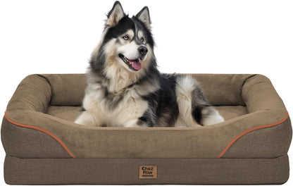 Chez Paw Waterproof Orthopedic XL Dog Bed for Large and Extra Large Dogs | Egg Crate Foam, 4-Sided Bolster Support, Waterproof Liner, Non-Slip Bottom, Machine Washable Cover, 42 X 30 Inch53