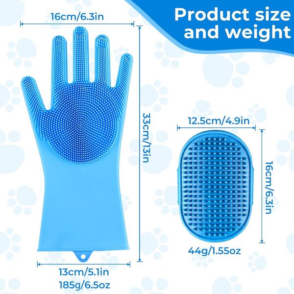2PCS Dog Washing Gloves and Dog Bath Brush, High-Density Teeth Design Pet Grooming Gloves, 2-In-1 Pet Grooming Kit ，Suitable for Dogs and Cats to Bathe, Depilate, and Massage6