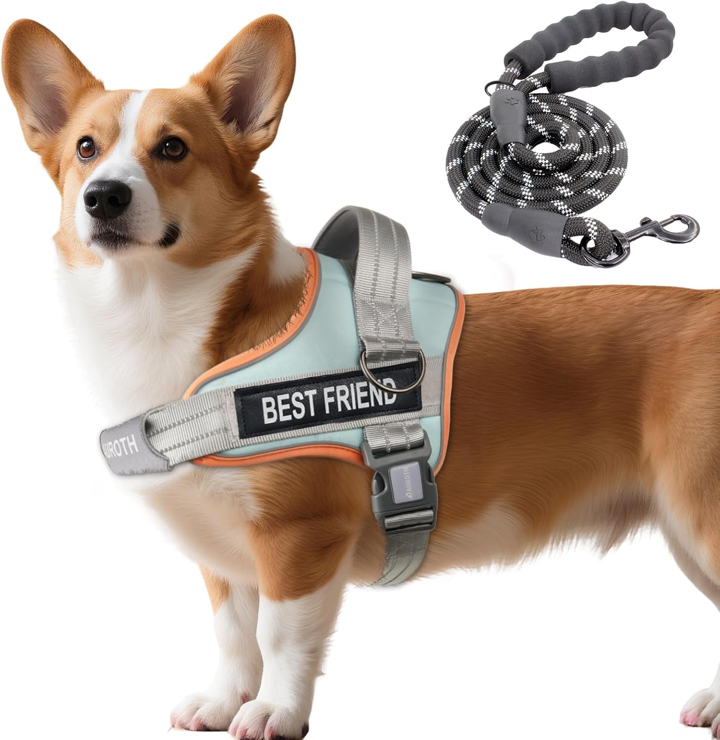 auroth-dog-harness-and-leash-set-soft-padded-service-dog-vest-with-5-25ft-dog-leash-no-choke-easy-on-pet-vest-adjustable-reflective-no-pull-pet-vest-medium-sized-dog-easy-walking-and-training