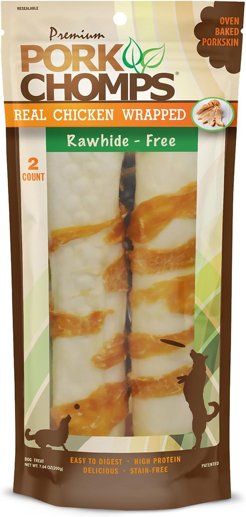 pork-chomps-baked-pork-skin-dog-chews-8-in-rolls-chicken-2-count-made-with-a-real-chicken-wrap-over-oven-baked-pork-skin-rawhide-free-low-in-fat-and-easy-to-digest