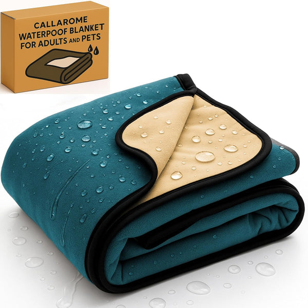 Waterproof Blanket for Bed & Couch Protection, Blue/Beige, 60"X80" | High-Density Heavy-Duty Material – Ultra-Soft & Durable Soft Fleece, Leakproof, Reversible, Silent No-Crinkle Design1