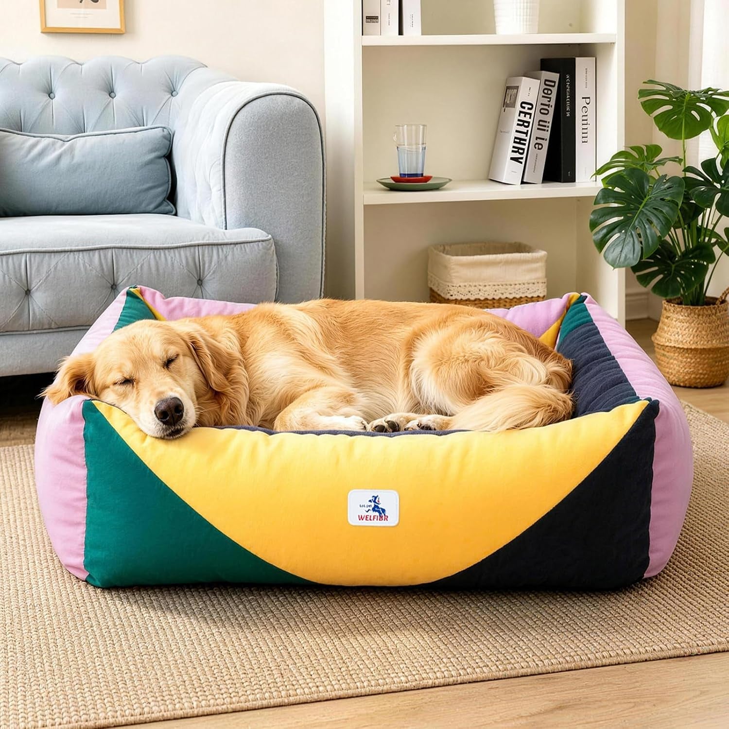 cotton-canvas-dog-bed-290gsm-thick-24x20x8-durable-waterproof-cute-dog-beds-for-small-dogs-orthopedic-bed-with-washable-removable-cover-anti-chewing-pet-bed-anti-slip-black-white