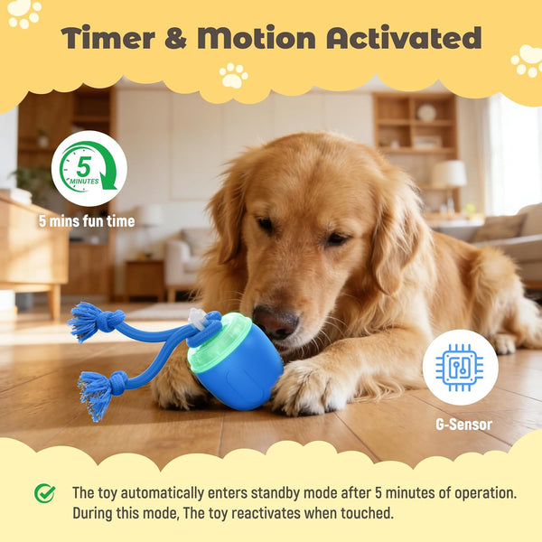 Interactive Dog Toys, Automatic Moving and Rolling Dogs Toy with Rope for Medium/Large Dogs, Interactive Dog Ball to Keep Them Busy(Blue)4