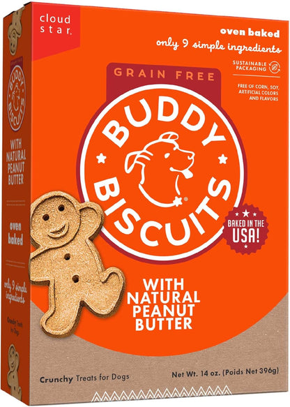 Buddy Biscuits Grain Free Dog Treats, Baked in USA, Large Size Treat with Natural Peanut Butter 14 Oz.1