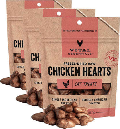 Vital Essentials Freeze Dried Raw Chicken Hearts Cat Treats, 0.8 Oz Bag | Single Ingredient, Premium Quality Protein, Grain-Free, USA Made with U.S. & Globally Sourced Ingredients10