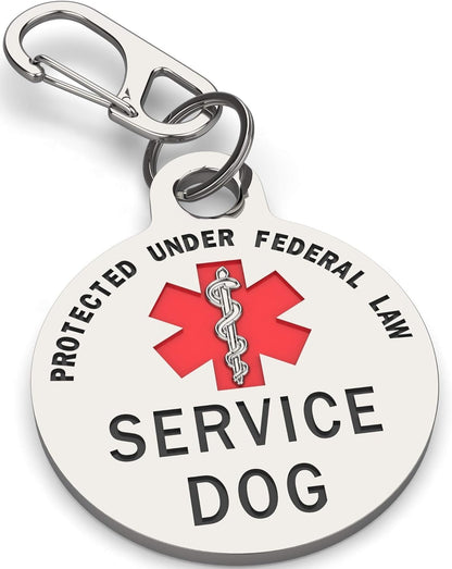 Service Dog Tag Double Sided with Federal Protection, 1.25 Inch | Federal Protection, Medical Alert Symbol,Protected by Federal Law Easily Attach to Collar, Harness, Vest1