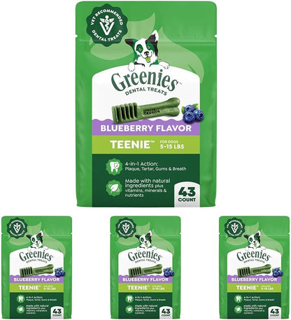 Greenies Teenie Natural Dental Dog Treats, Fresh Mint Flavor, 43 Count | Veterinarian-Recommended, for Dogs 5-15 Lbs, Cleans Teeth, Freshens Breath, Promotes Oral Health, 12 Oz. Pack13