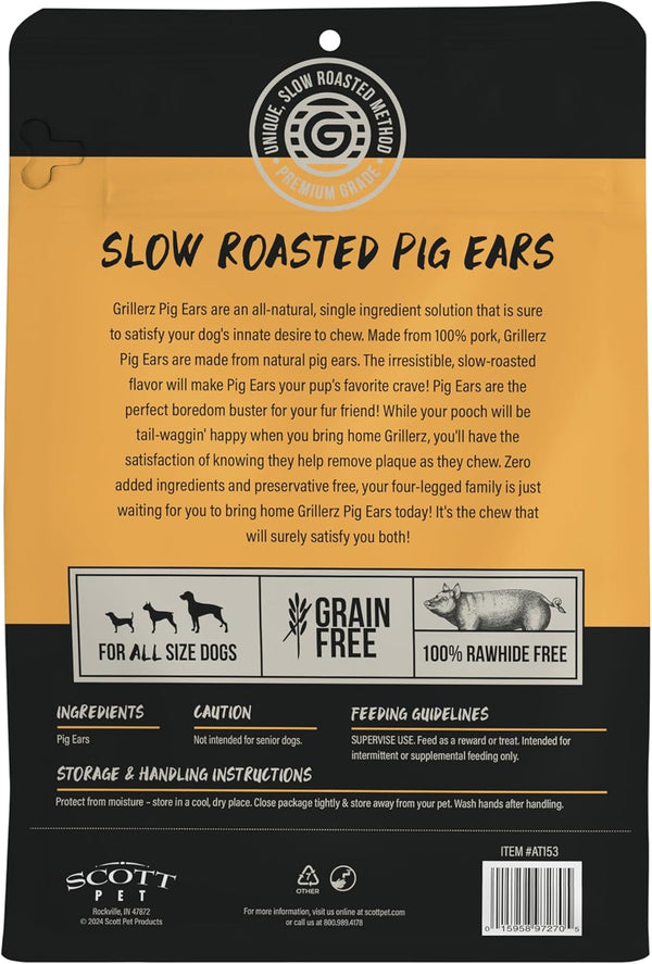 Grillerz Real Pig Ears, Rawhide-Free, 12 Count | Single-Ingredient, All-Natural Pig Ears - a High-Protein, Easily Digestible Chew Dogs Love7