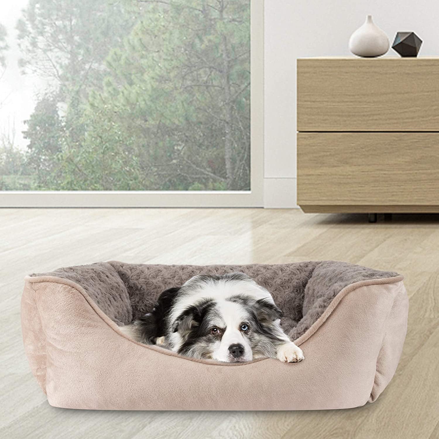 joejoy-rectangle-dog-bed-for-large-medium-small-dogs-washable-orthopedic-sofa-bed-soft-breathable-puppy-pet-cuddler-durable-calming-dog-bed-with-anti-slip-bottom-multiple-sizes-beige