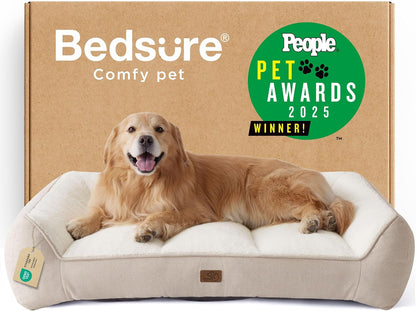 Bedsure Supportmax™ XL Orthopedic Dog Beds Large Sized Dog - Extra Thick Supportive Dogs Couch with Waterproof Washable Cover, Extra Large Comfort Pet Sofa with Soft Sherpa & Nonskid Bottom, Grey, 42"18