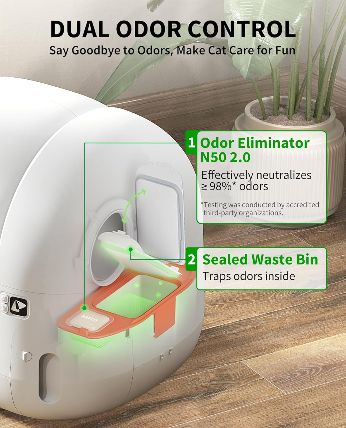 petkit-puramax-2-automatic-self-cleaning-cat-litter-box-app-control-automatic-litter-box-with-safety-sensors-odor-free-anti-leakage-basic-bundle-includes-trash-bags-2-4g-wifi-low-entrance
