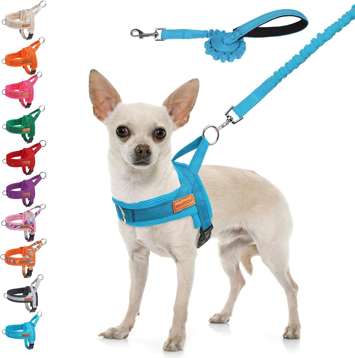 beautyzoo-dog-harness-no-pull-quick-fit-dog-harness-and-leash-set-escape-proof-vest-harness-with-soft-handle-reflective-breathable-mesh-padding-harness-for-medium-size-dog-training-walking-beige-m