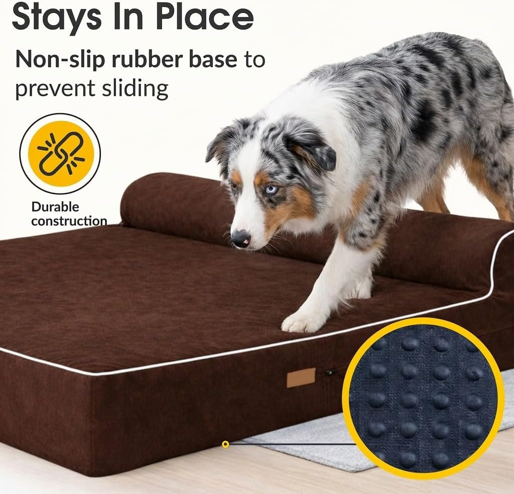 5-5-inch-thick-high-grade-orthopedic-memory-foam-dog-bed-with-pillow-and-easy-to-wash-removable-cover-with-anti-slip-bottom-free-waterproof-liner-included-for-medium-and-large-breed-dogs-brown
