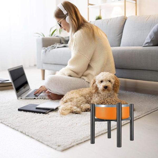 PROERR Lifted Dog Bowl Stand - without Bowls, Single Raise Pet Food Table Adjustable Wide 6-10", Tall 8 10 12" - Bowl Stand Size Optional, Dog Bowls Holder Elevated for Small Medium Large Dogs Breed6