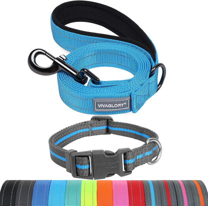 VIVAGLORY Dog Leash Puppy Leash for Collar, 3Ft X 1In, Black | with Soft Padded Handle for Training & Walking, Heavy Duty & Double Layer Nylon Pet Puppy32