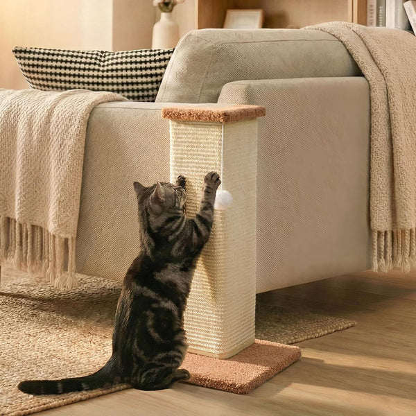 PETKARAY Sisal Cat Scratcher Ramp, L Shaped Scratching Post and Scratch Pad for Indoor Cats, Couch Furniture Protector, Chevron10