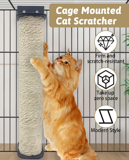 VCEPJH 2 Pcs Cat Scratching Post for Crate Cage Mounted Cat Scratcher Natural Sisal Scratch for Scratching and Climbing Furniture 15X2.7Inches (White)2