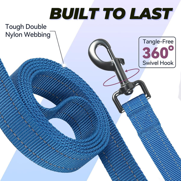 VIVAGLORY Double Handle Dog Leash Twingrip, 6Ft X 1In, Navy | Dog Leash for Collar with Traffic Handle & 2 Loop for Walking & Training, Traffic Control Reflective Heavy Duty Puppy Pet4