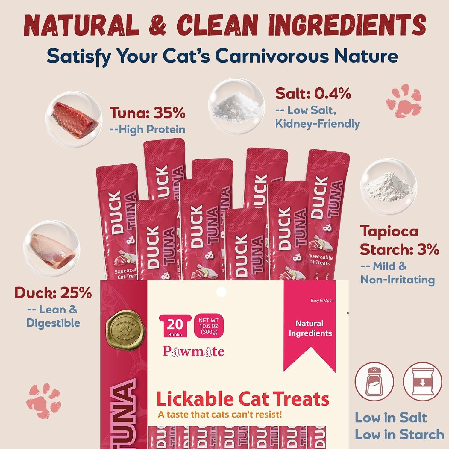 pawmate-lickable-tuna-duck-cat-treats-high-moisture-wet-cat-squeeze-urinary-health-hydration-creamy-cat-puree-for-kittens-adult-cats-grain-free-20-tubes-x-15g