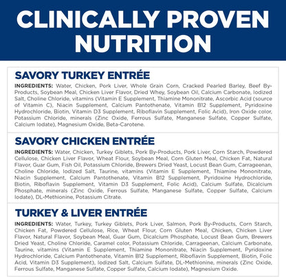 Hill'S Science Diet Adult 1-6 Wet Cat Food Variety Pack | #1 Veterinarian Recommended, Savory Entrée Turkey & Liver, Chicken, and Turkey, 5.5 Oz. Cans, 12-Pack5