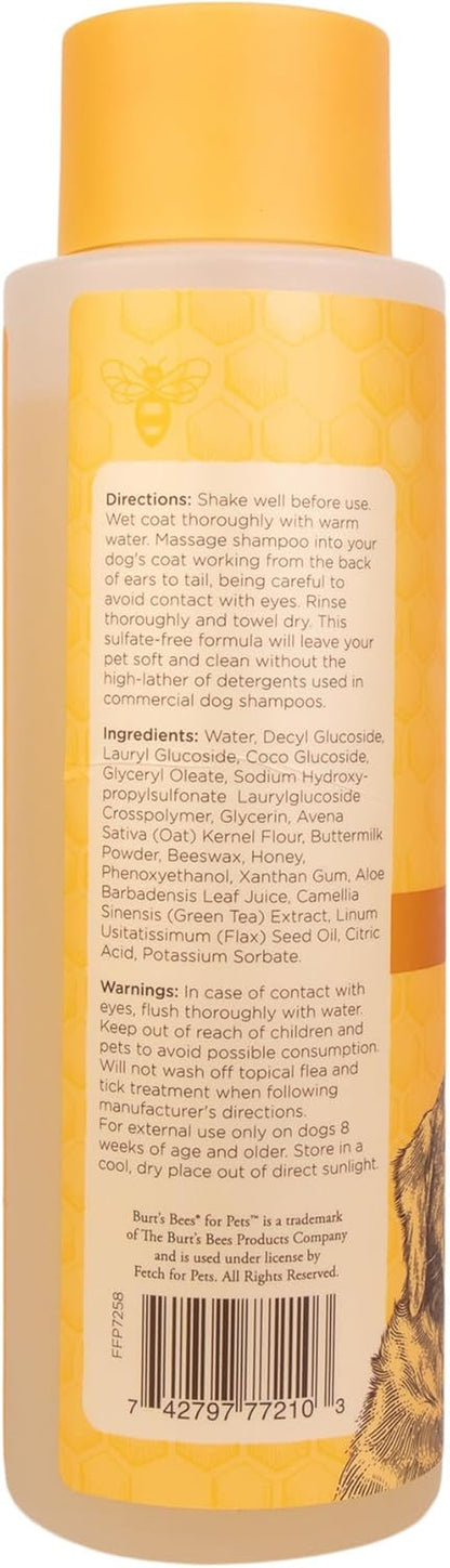 Burts Bees for Pets Oatmeal Dog Shampoo with Honey, Unscented, 16 Fl Oz | Soothing Colloidal Oat Flour Formula for Itchy, Sensitive Dog Skin; Ph-Balanced and Sulfate-Free for Regular Use11