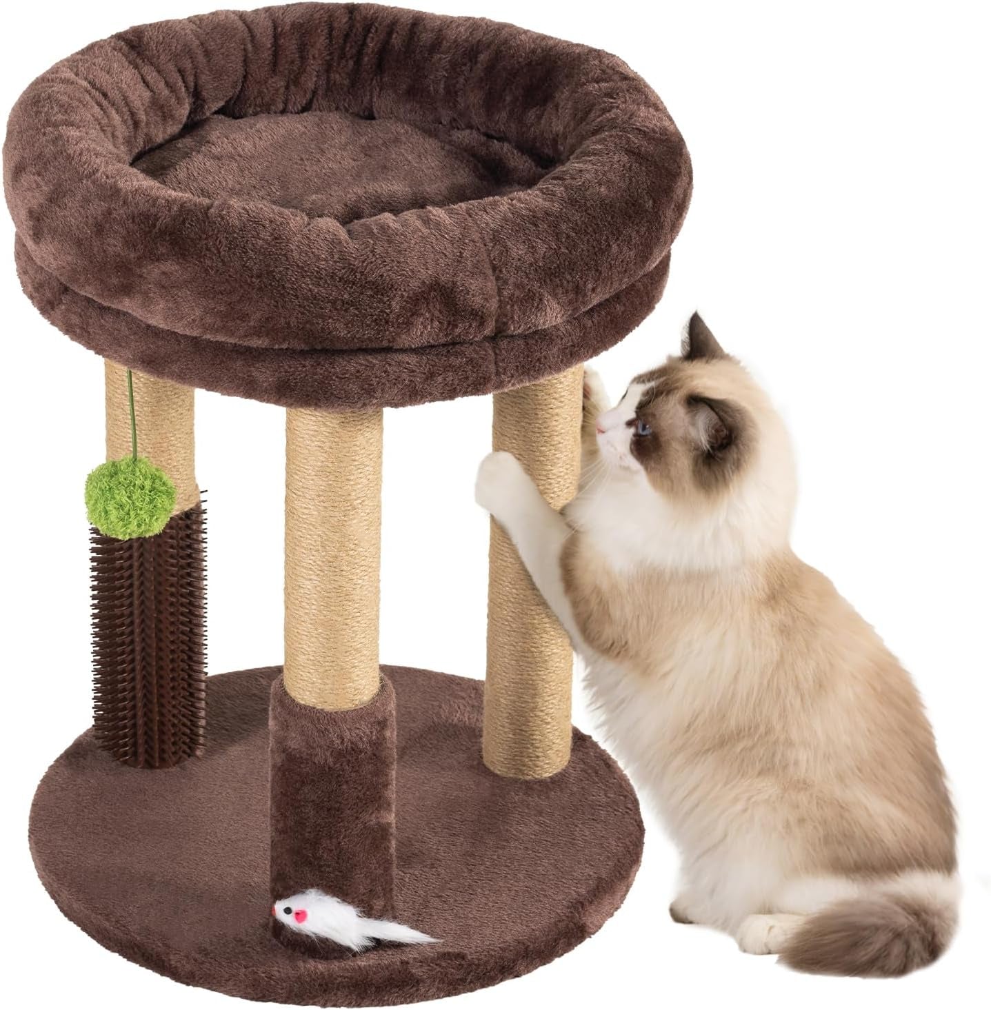 21-tall-cat-scratching-post-with-plush-cat-bed-stable-cat-tree-for-indoor-cats-interactive-toy-grooming-brush-included